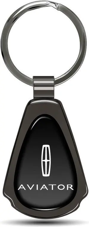 Lincoln Aviator Black Dome Gunmatel Black Metal Teardrop Key Chain