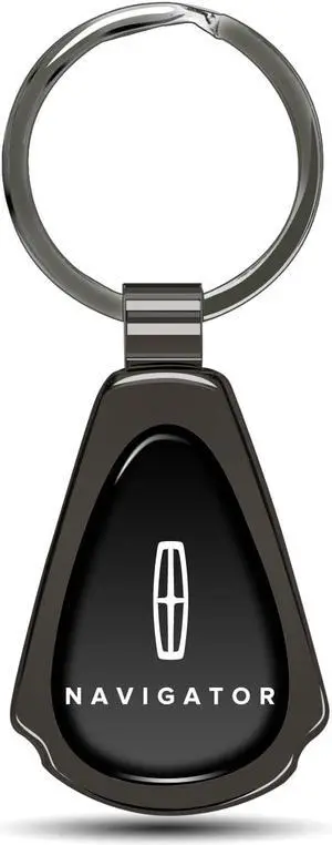 Lincoln Navigator Black Dome Gunmatel Black Metal Teardrop Key Chain