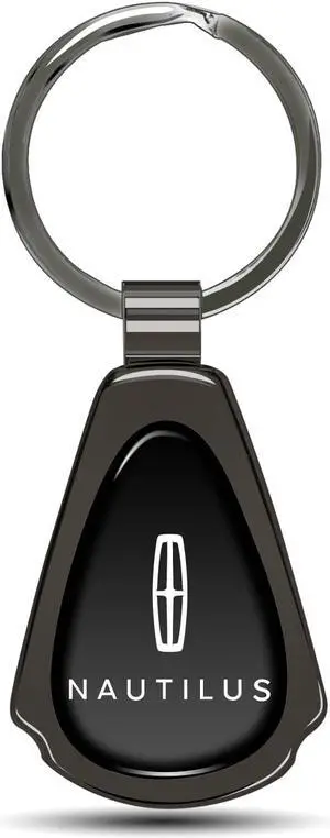 Lincoln Nautilus Black Dome Gunmatel Black Metal Teardrop Key Chain