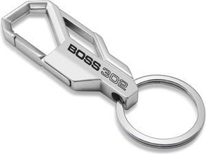 Ford Mustang Boss 302 Silver Carabiner-style Snap Hook Metal Key Chain