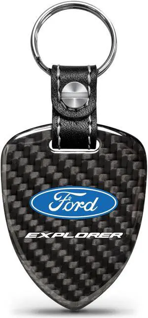 Ford Explorer Real Black Carbon Fiber Large Shield-Style Key Chain