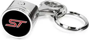 Ford ST Chrome Finish Engine Piston and Rod Metal Key Chain Keychain