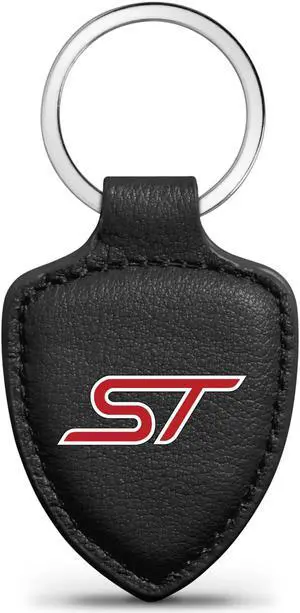 Ford Focus ST Black Real Leather Shield-Style Key Chain