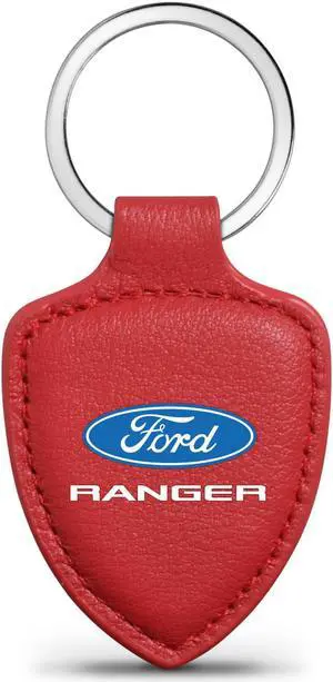 Ford Ranger Red Real Leather Shield-Style Key Chain