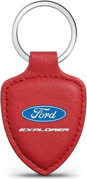 Ford Explorer Red Real Leather Shield-Style Key Chain