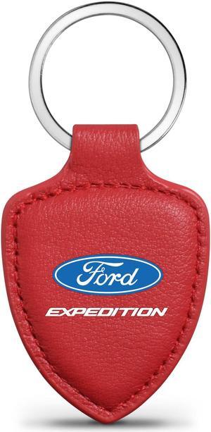 Ford Expedition Red Real Leather Shield-Style Key Chain
