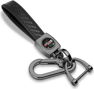 Ford F-150 FX4 Off Road Logo in Black on Real Carbon Fiber Loop-Strap Dark Gunmetal Hook Key Chain