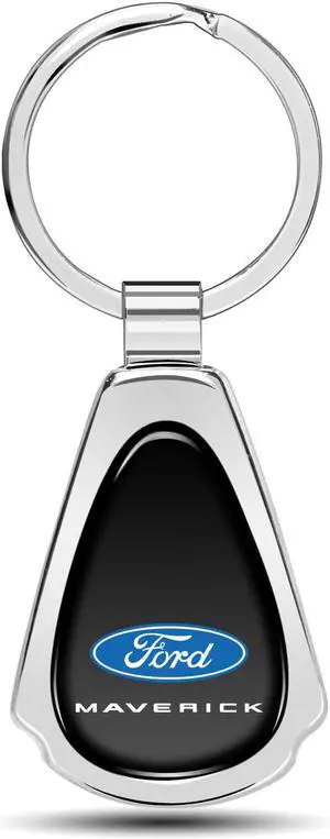 Ford Maverick Black Dome Chrome Metal Teardrop Key Chain