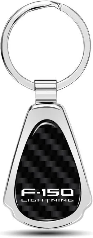 Ford F-150 Lightning Real Black Carbon Fiber Chrome Metal Teardrop Key Chain