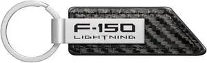 Ford F-150 Lightning Carbon Fiber Texture Black Leather Strap Key Chain