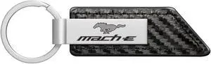 Ford Mustang Mach-E Carbon Fiber Texture Black Leather Strap Key Chain