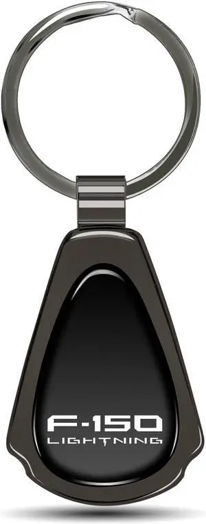 Ford F-150 Lightning Black Dome Dark Gunmetal Metal Teardrop Key Chain