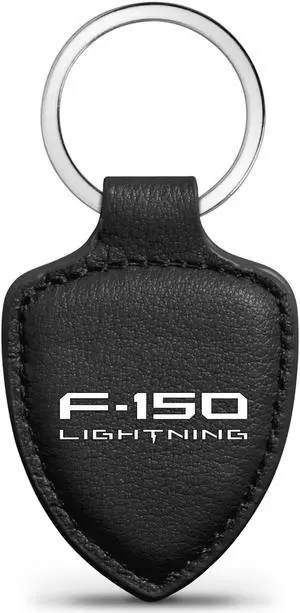 Ford F-150 Lightning Soft Real Black Leather Shield-Style Key Chain