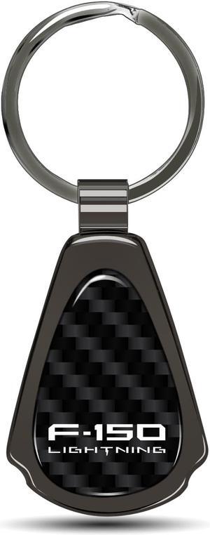 Ford F-150 Lightning Real Black Carbon Fiber Gunmetal Black Metal Teardrop Key Chain