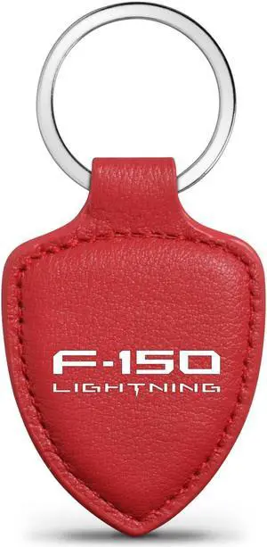 Ford F-150 Lightning Soft Real Red Leather Shield-Style Key Chain