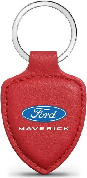 Ford Maverick Soft Real Red Leather Shield-Style Key Chain