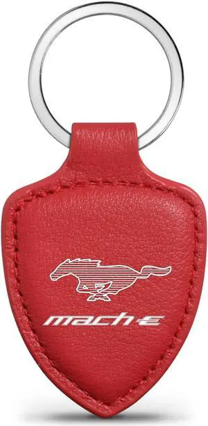 Ford Mustang Mach-E Soft Real Red Leather Shield-Style Key Chain