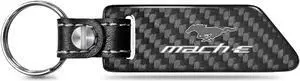 Ford Mustang Mach-E Real Carbon Fiber Blade Style with Black Leather Strap Key Chain