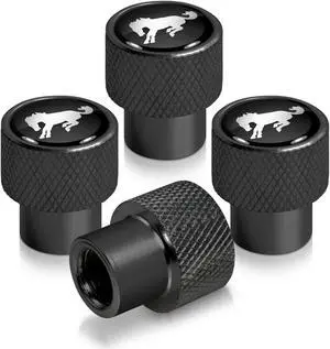Ford Bronco in Black on Black Aluminum Tire Valve Stem Caps