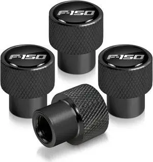 Ford F-150 in Black on Black Aluminum Tire Valve Stem Caps