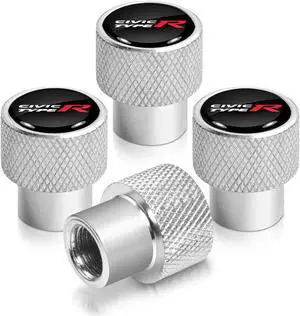 Honda Civic Type-R in Black on Shining Silver Aluminum Tire Valve Stem Caps
