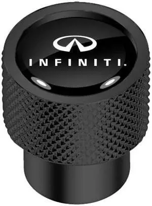 INFINITI logo in Black on Black Aluminum Tire Valve Stem Caps