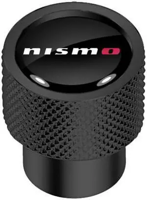 Nissan NISMO in Black on Black Aluminum Tire Valve Stem Caps