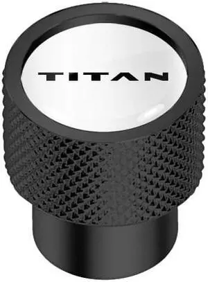 Nissan Titan Logo in White on Black Aluminum Tire Valve Stem Caps