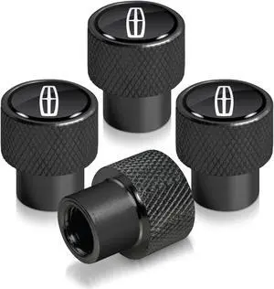Lincoln logo in Black on Black Aluminum Tire Valve Stem Caps for Navigator MKC