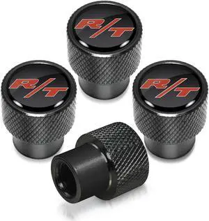 Dodge R/T Logo in Black on Black Aluminum Tire Valve Stem Caps