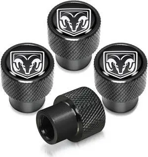 RAM in Black on Black Aluminum Tire Valve Stem Caps