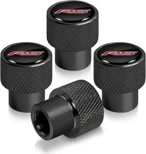 Chevrolet Camaro RS Logo in Black on Black Aluminum Tire Valve Stem Caps