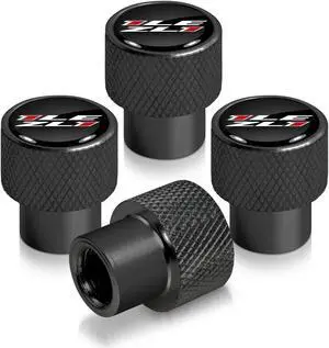 Chevrolet Camaro ZL1-1LE Logo in Black on Black Aluminum Tire Valve Stem Caps