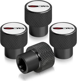 Chevrolet Corvette C6 Z06 Logo in White on Black Aluminum Tire Valve Stem Caps