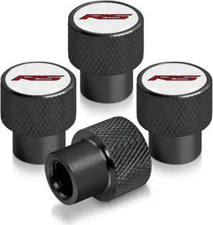 Chevrolet Camaro RS Logo in White on Black Aluminum Tire Valve Stem Caps