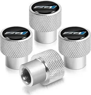 Chevrolet Corvette C6 ZR1 Black on Shining Silver Aluminum Tire Valve Stem Caps