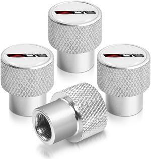 Chevrolet Corvette C6 Z06 White on Shining Silver Aluminum Tire Valve Stem Caps
