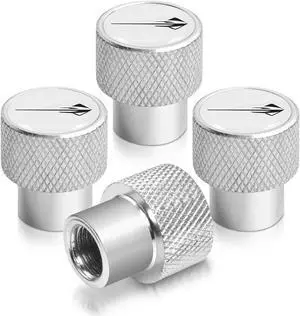 Corvette C7 Stingray Logo White on Shining Silver Aluminum Tire Valve Stem Caps