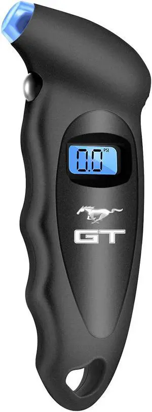 Ford Mustang GT Black Digital Tire Pressure Gauge with LED-Backlit LCD Display