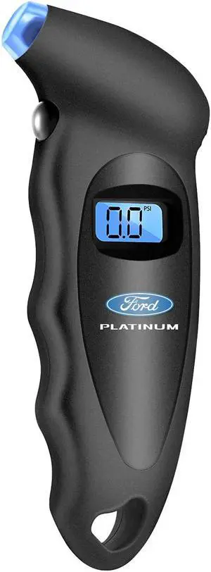 Ford Platinum Black Digital Tire Pressure Gauge with LED-Backlit LCD Display