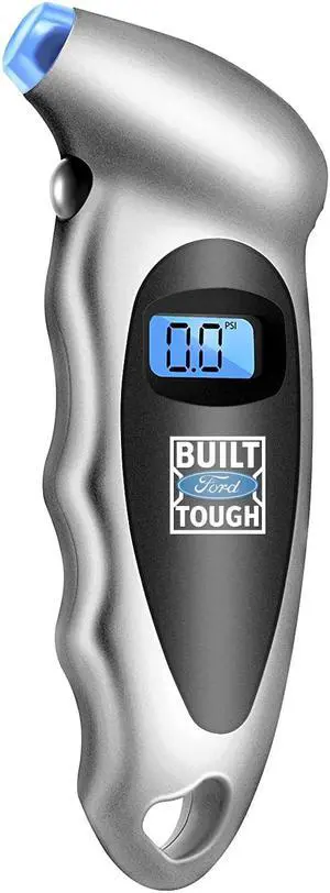 Ford Built-Ford-Tough Silver Digital Tire Pressure Gauge with LED-Backlit LCD Display