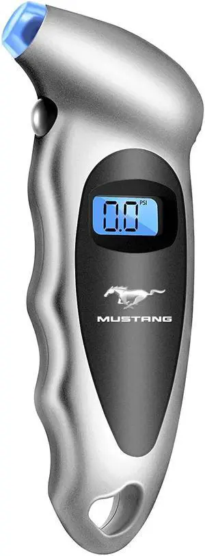 Ford Mustang Silver Digital Tire Pressure Gauge with LED-Backlit LCD Display