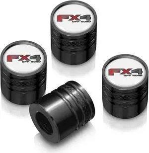Ford F-150 FX4 Off-Road White on Black Aluminum Cylinder-Style Tire Valve Stem Caps