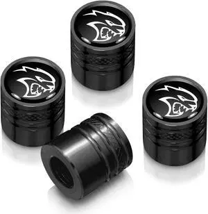 Dodge SRT Hellcat in Black on Black Aluminum Cylinder-Style Tire Valve Stem Caps