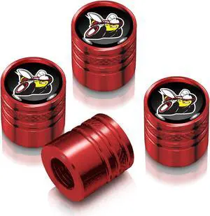 Dodge Scat-Pack Black on Red Aluminum Cylinder-Style Tire Valve Stem Caps