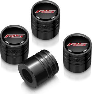 Chevrolet Camaro RS Logo in Black on Black Aluminum Cylinder-Style Tire Valve Stem Caps