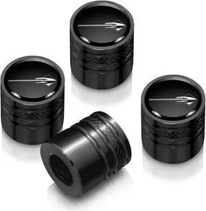 Chevrolet Corvette C7 Stingray Logo in Black on Black Aluminum Cylinder-Style Tire Valve Stem Caps