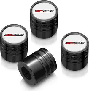 Chevrolet Z71 Logo in White on Black Aluminum Cylinder-Style Tire Valve Stem Caps