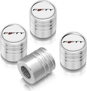 Chevrolet Camaro 50 Years in White on Shining Silver Aluminum Cylinder-Style Tire Valve Stem Caps