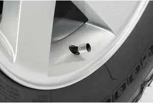 Chevrolet Camaro SS Logo in White on Shining Silver Aluminum Cylinder-Style Tire Valve Stem Caps